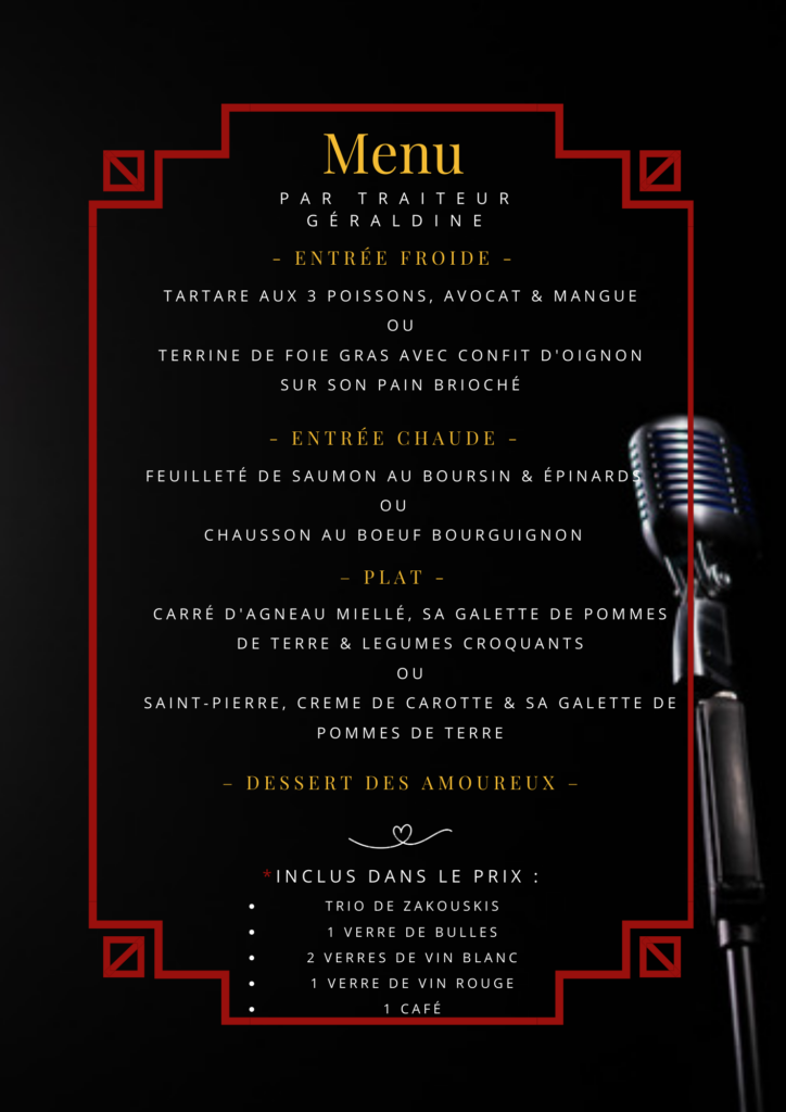 Eleven Music Hall - Menu Saint Valentin